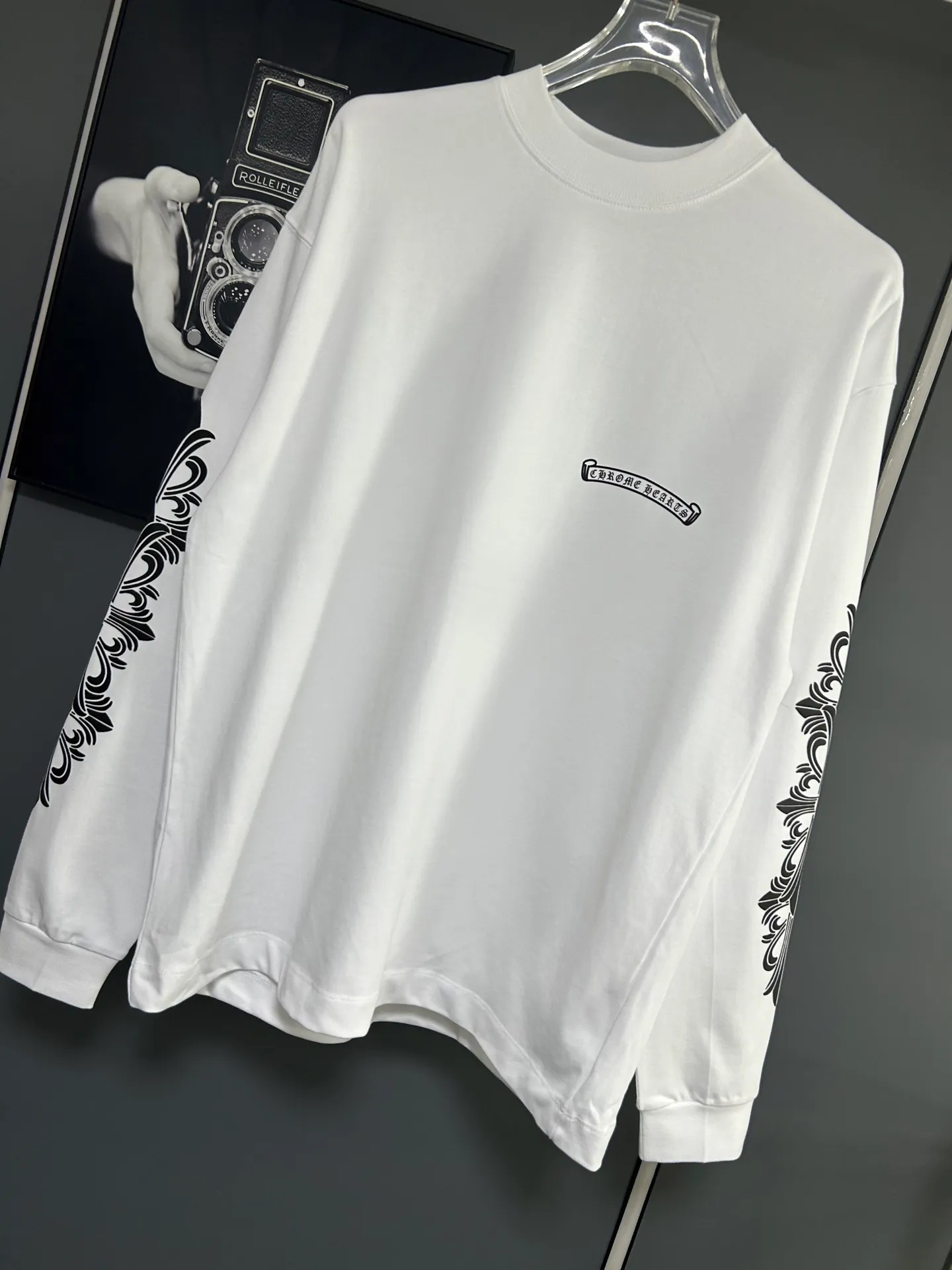 P230 2026 new (exclusive) Chrome Hearts autumn and winter limited edition heavyweight high-weight long-sleeved T-shirt, customized Dreamweaver Yayun ribbed cotton designer concept style Fabric: Heavy 380g Size: S M L XL Color: White